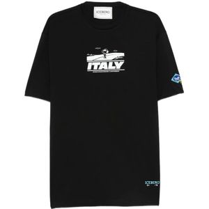 Iceberg, Heren, Tops, Zwart, Maat: L Katoen,