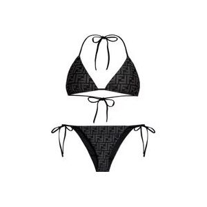 Fendi Logo Print Driehoek Halternek Bikini Set , Multicolor , Dames , Maat: XS