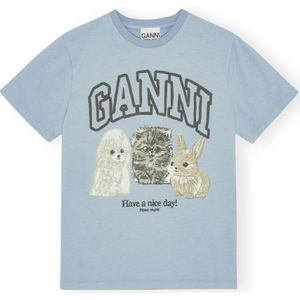 Ganni, Dames, Tops, Blauw, Maat: XS Katoen,