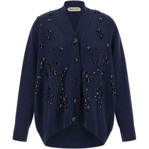 Alberta Ferretti, Dames, Truien, Blauw, Maat: S Zijde,