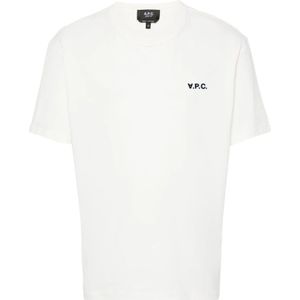 A.p.c., Heren, Tops, Wit, Maat: S Katoen,