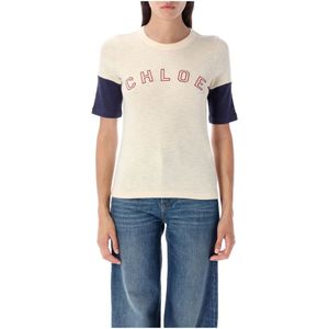 Chloé, Dames, Tops, Beige, Maat: S Katoen,