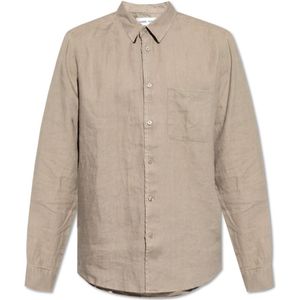 Samsøe Samsøe, Heren, Overhemden, Grijs, Maat: S Linnen,