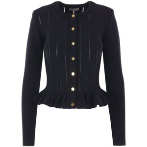 Elisabetta Franchi, Dames, Truien, Zwart, Maat: M