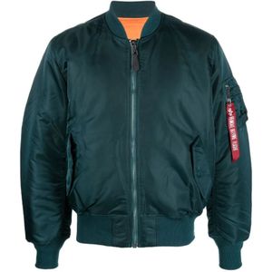 Alpha Industries, Heren, Jassen, Blauw, Maat: L Leer,