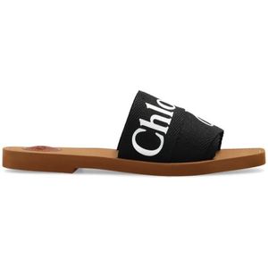 Chloé, Dames, Schoenen, Zwart, Maat: 35 EU Linnen,