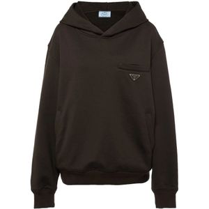 Prada, Dames, Sweatshirts & Hoodies, Bruin, Maat: M Katoen,