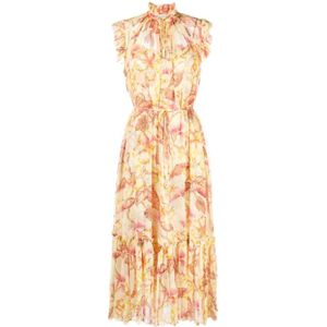 Zimmermann Feminine Maxi Jurk met Ruches , Yellow , Dames , Maat: S