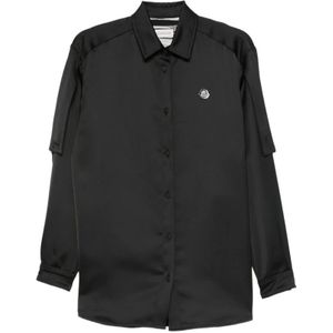 Moncler, Dames, Blouses & Shirts, Zwart, Maat: XS Satijn,