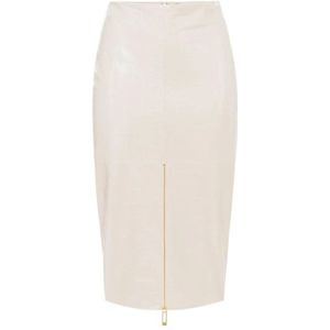 Elisabetta Franchi, Dames, Rokken, Beige, Maat: XS Leer,