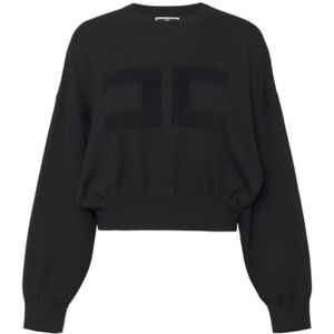 Elisabetta Franchi, Dames, Sweatshirts & Hoodies, Zwart, Maat: M