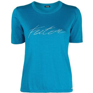 Kiton, Dames, Tops, Blauw, Maat: M Zijde,