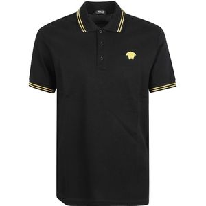 Versace, Heren, Tops, Zwart, Maat: XL Piqué,