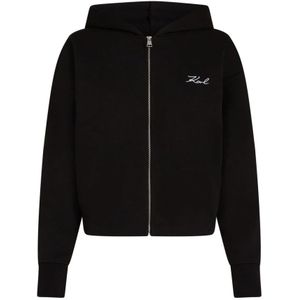 Karl Lagerfeld, Dames, Sweatshirts & Hoodies, Zwart, Maat: L Katoen,