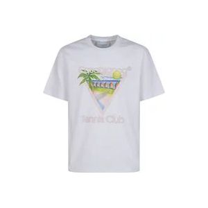 Casablanca Tennis Club Icon T-Shirt , White , Heren , Maat: XS