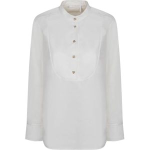 Chloé, Dames, Blouses & Shirts, Wit, Maat: S Katoen,