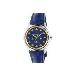 Gucci Automatisch blauw wijzerplaat horloge met alligator band , Blue , Dames , Maat: ONE Size