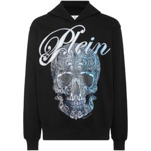 Philipp Plein, Heren, Sweatshirts & Hoodies, Zwart, Maat: L Katoen,