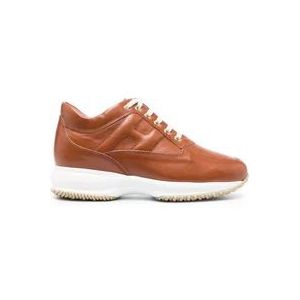 Hogan Bruine Leren Interactieve Sneakers , Brown , Dames , Maat: 35 1/2 EU