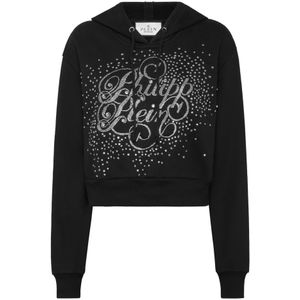 Philipp Plein, Dames, Sweatshirts & Hoodies, Zwart, Maat: XS Katoen,