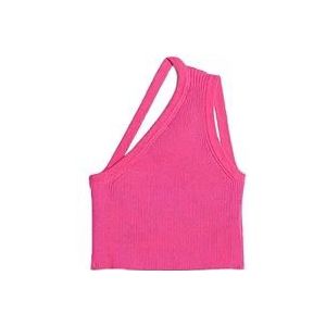 Jacquemus Asymmetrische Korte Aansluitende Top , Pink , Dames , Maat: M