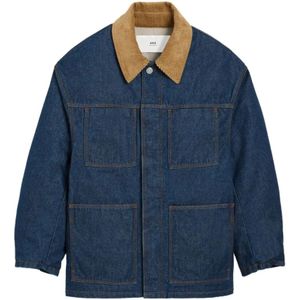 Ami Paris, Heren, Jassen, Blauw, Maat: XS Katoen,