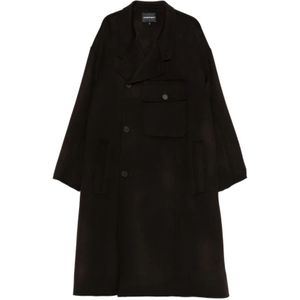 Emporio Armani, Heren, Mantels, Bruin, Maat: S Wol,