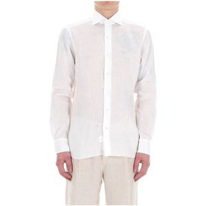 Barba, Heren, Overhemden, Wit, Maat: 2XL Linnen,