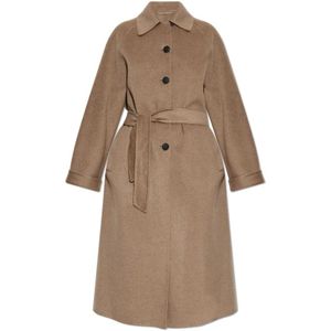 Max Mara, Dames, Mantels, Bruin, Maat: S Leer,