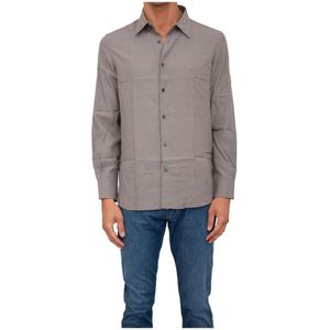 Emporio Armani, Heren, Overhemden, Grijs, Maat: XL Viscose,