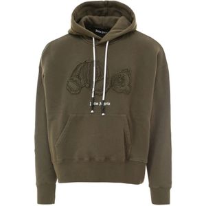 Palm Angels - Sweatshirt met Capuchon - Groen - Katoen