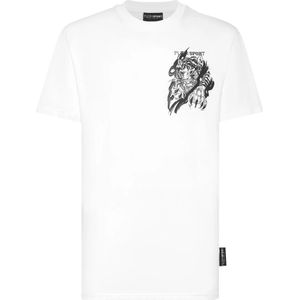 Plein Sport, Heren, Tops, Wit, Maat: XS Katoen,