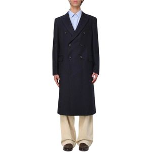 Emporio Armani, Heren, Mantels, Blauw, Maat: M Wol,