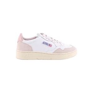 Autry Witte Leren Sneakers Veters Geborduurd , White , Dames , Maat: 39 EU