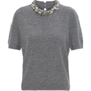 Tory Burch, Dames, Truien, Grijs, Maat: M Wol,