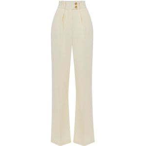 Elisabetta Franchi, Dames, Broeken, Beige, Maat: L Poliester,