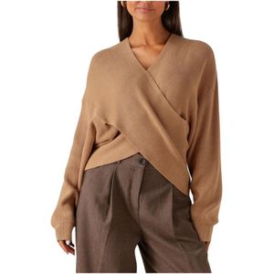 Moss Copenhagen - Mschzinelle Rachelle Wrap Pullover - Gebreide Trui - Bruin