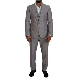 Dolce & Gabbana - Pakken - Grijs - Zijde - Slim Fit 3-delig