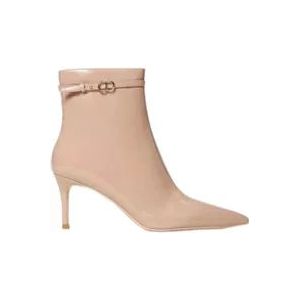 Twinset Poederkleurige Platte Schoenen met Oval T Gesp , Pink , Dames , Maat: 36 EU