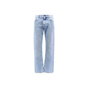 Versace Blauwe Jeans met Medusa Knoopsluiting , Blue , Heren , Maat: W34