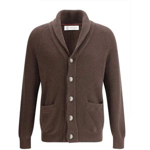 Brunello Cucinelli, Heren, Truien, Bruin, Maat: XL Katoen,