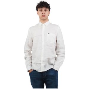 Lacoste, Heren, Overhemden, Wit, Maat: 5XL Linnen,