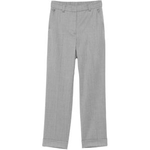 Peserico, Dames, Broeken, Grijs, Maat: S Wol,