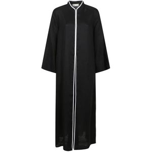 Tory Burch, Dames, Jurken, Zwart, Maat: L Linnen,