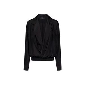 Dsquared2 Zwarte Zijden V-Hals Blouse , Black , Dames , Maat: S