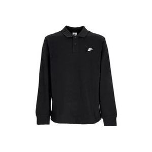 Nike Club Lange Mouw Polo Zwart/Wit , Black , Heren , Maat: XL