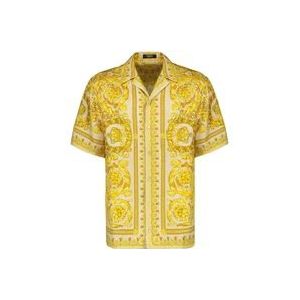 Versace Zijden Barocco Shirt , Yellow , Heren , Maat: L
