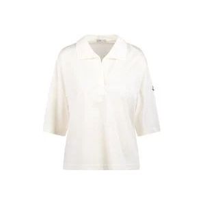 Moncler Logo-patch Katoenen Poloshirt , White , Dames , Maat: M