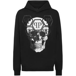 Philipp Plein, Heren, Sweatshirts & Hoodies, Zwart, Maat: XL Katoen,
