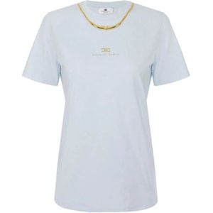 Elisabetta Franchi, Dames, Tops, Blauw, Maat: XS Katoen,